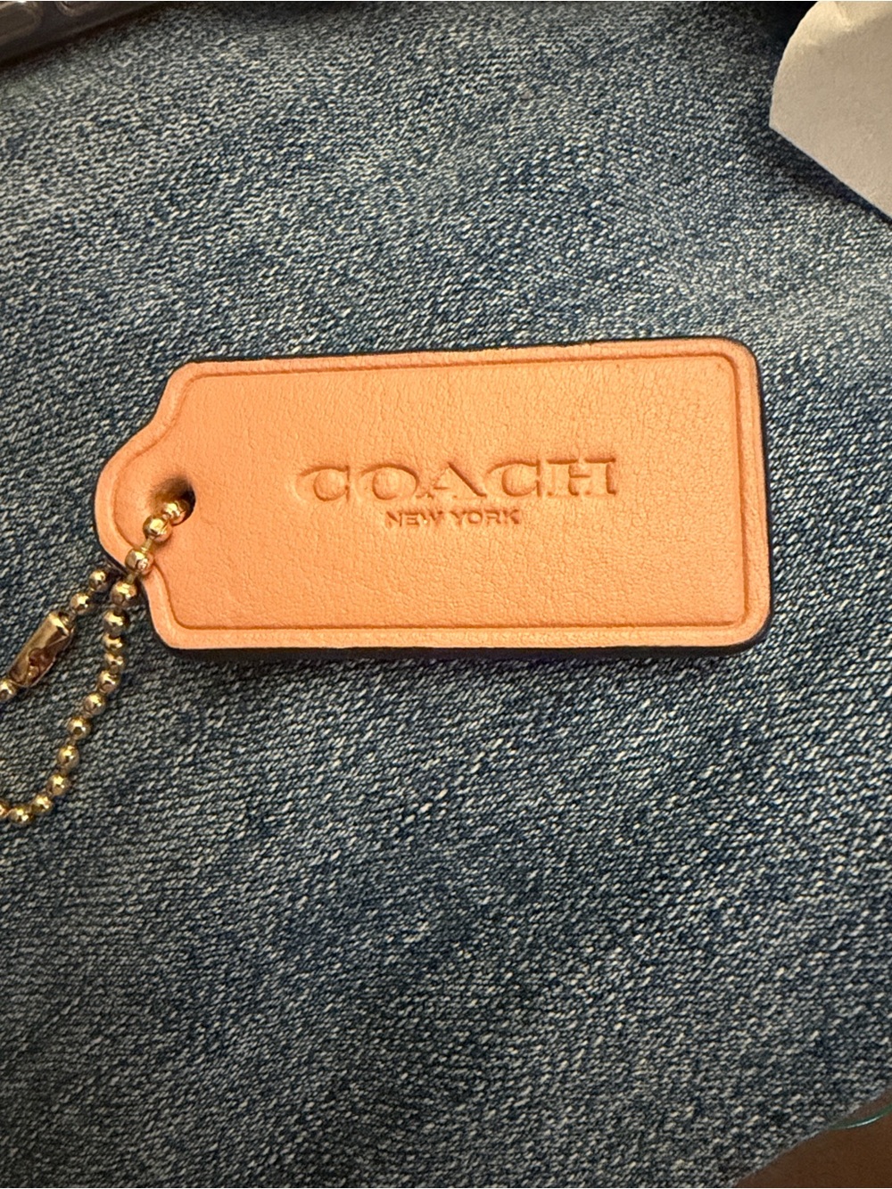 Coach Leather Bag Tag in Peach and Gold